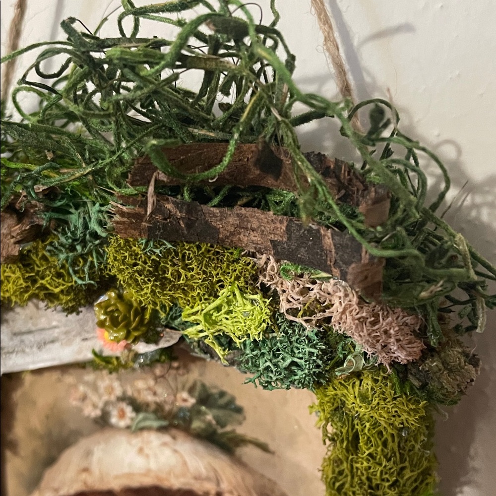 Enchanted Mushroom Wall Decor Green Accent handcrafted border moss Forest nature - Picture 8 of 16